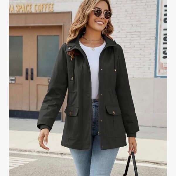 Tuopuda Veste Femme mi Saison Parka en Coton Blouson avec Capuche