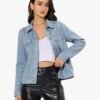 Allegra K Veste femme en simili daim avec col rabattu et poches à rabat