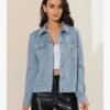 Allegra K Veste femme en simili daim avec col rabattu et poches à rabat