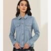 Allegra K Veste femme en simili daim avec col rabattu et poches à rabat