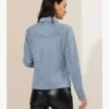 Allegra K Veste femme en simili daim avec col rabattu et poches à rabat