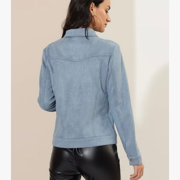 Allegra K Veste femme en simili daim avec col rabattu et poches à rabat