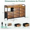 ODK Commode Chambre Adulte, Commode Salon avec Bandes LED Réglables en 10 Couleurs, 2 Prises USB et 2 Prises Secteur
