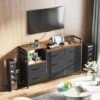 ODK Commode Chambre, 2 Ports USB et 2 Ports AC, Armoire à tiroirs multifonctionnelle pour Chambre et Salon