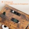 ODK Commode Chambre, 2 Ports USB et 2 Ports AC, Armoire à tiroirs multifonctionnelle pour Chambre et Salon