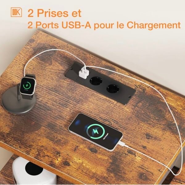 ODK Commode Chambre, 2 Ports USB et 2 Ports AC, Armoire à tiroirs multifonctionnelle pour Chambre et Salon