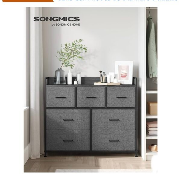 SONGMICS Commode, Armoire, Meuble de Rangement, 7 Tiroirs en Tissu avec Poignées...