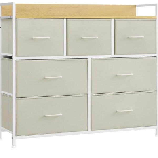 SONGMICS Commode, Armoire, Meuble de Rangement, 7 Tiroirs en Tissu avec Poignées...