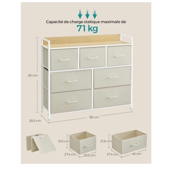 SONGMICS Commode, Armoire, Meuble de Rangement, 7 Tiroirs en Tissu avec Poignées...