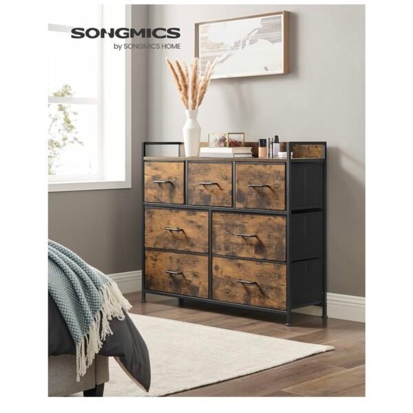 SONGMICS Commode, Armoire, Meuble de Rangement, 7 Tiroirs en Tissu avec Poignées, Cadre en Métal...