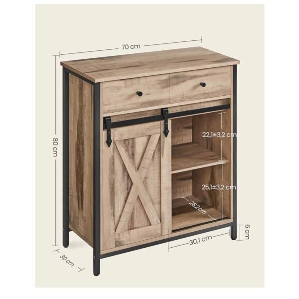 VASAGLE Meuble de Rangement, Buffet, Armoire de Cuisine, Placard, avec Porte Coulissante, 30 x 70 x 80 cm...