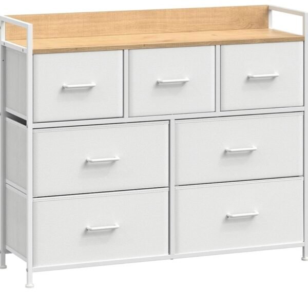 SONGMICS Commode, Armoire, Meuble de Rangement, 7 Tiroirs en Tissu avec Poignées...