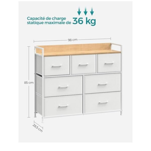 SONGMICS Commode, Armoire, Meuble de Rangement, 7 Tiroirs en Tissu avec Poignées...