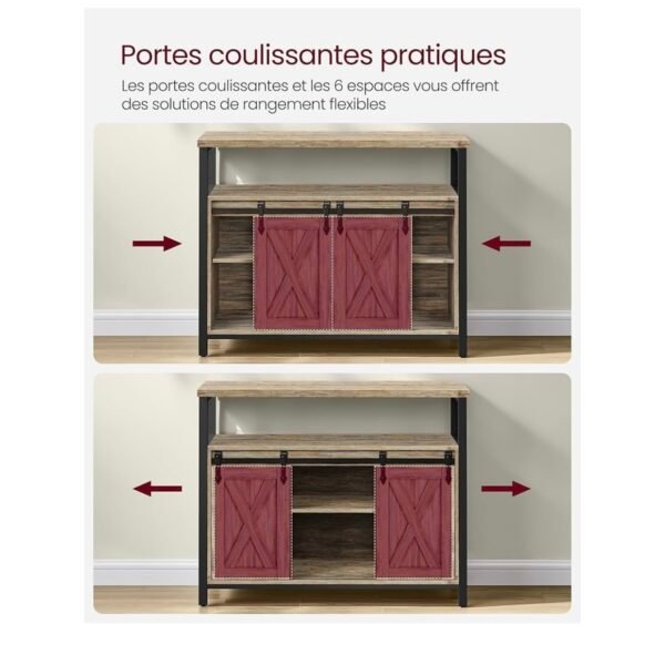 VASAGLE Buffet Cuisine, Meuble de Rangement, Commode, avec 2 Portes Coulissantes, 33 x 100 x 80 cm...