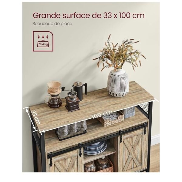 VASAGLE Buffet Cuisine, Meuble de Rangement, Commode, avec 2 Portes Coulissantes, 33 x 100 x 80 cm...