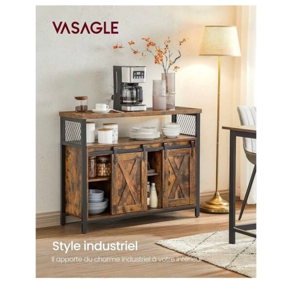 VASAGLE Buffet Cuisine, Meuble de Rangement, Commode, avec 2 Portes Coulissantes, 33 x 100 x 80 cm...