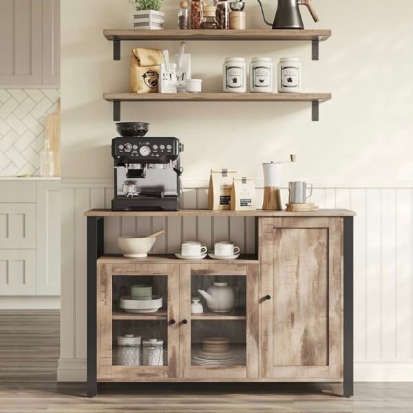 VASAGLE Meuble de Rangement, Buffet, Armoire de Cuisine, Placard, avec 3 Portes, pour Salon, Cuisine, Salle à Manger, 33 x 110 x 75 cm...