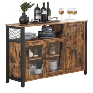 VASAGLE Meuble de Rangement, Buffet, Armoire de Cuisine, Placard, avec 3 Portes, pour Salon, Cuisine, Salle à Manger, 33 x 110 x 75 cm...