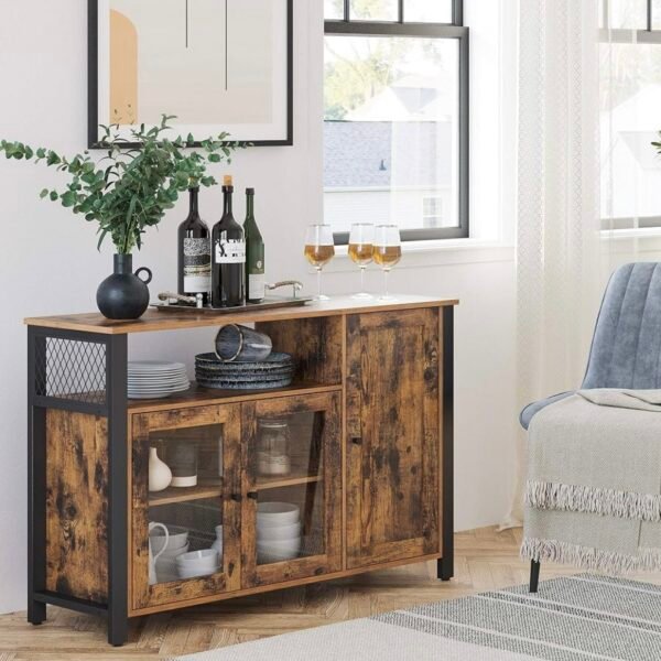 VASAGLE Meuble de Rangement, Buffet, Armoire de Cuisine, Placard, avec 3 Portes, pour Salon, Cuisine, Salle à Manger, 33 x 110 x 75 cm...