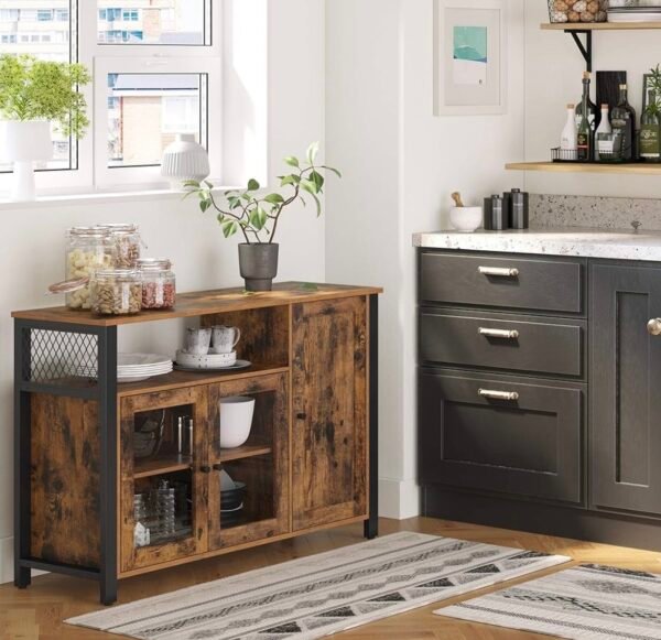 VASAGLE Meuble de Rangement, Buffet, Armoire de Cuisine, Placard, avec 3 Portes, pour Salon, Cuisine, Salle à Manger, 33 x 110 x 75 cm...