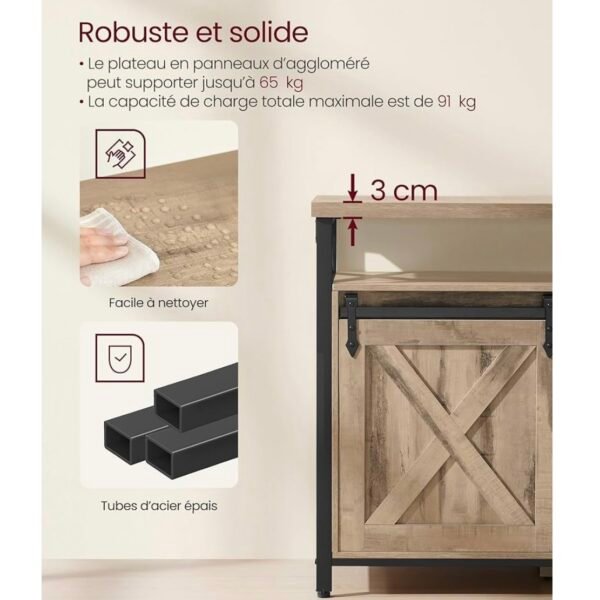 VASAGLE Meuble TV, Support pour Téléviseur Jusqu’à 65 Pouces, avec Étagères Réglables...