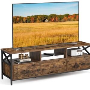 VASAGLE Meuble TV pour Télévision jusqu'à 65 Pouces, Support Télé, Longueur 147 cm, 3 Tiroirs, 3 Étagères...