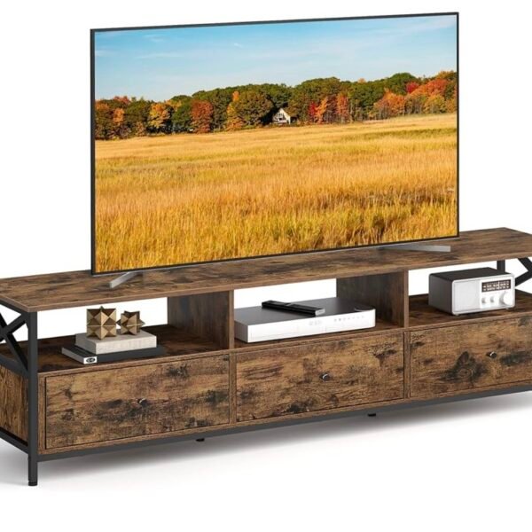 VASAGLE Meuble TV pour Télévision jusqu'à 80 Pouces, Support Télé, Longueur 178 cm, 3 Tiroirs, 3 Étagères...