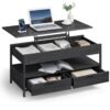 VASAGLE Table Basse, Table de Salon avec Plateau Relevable, Tiroirs de Rangement...
