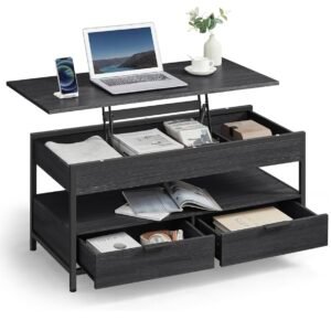 VASAGLE Table Basse, Table de Salon avec Plateau Relevable, Tiroirs de Rangement...