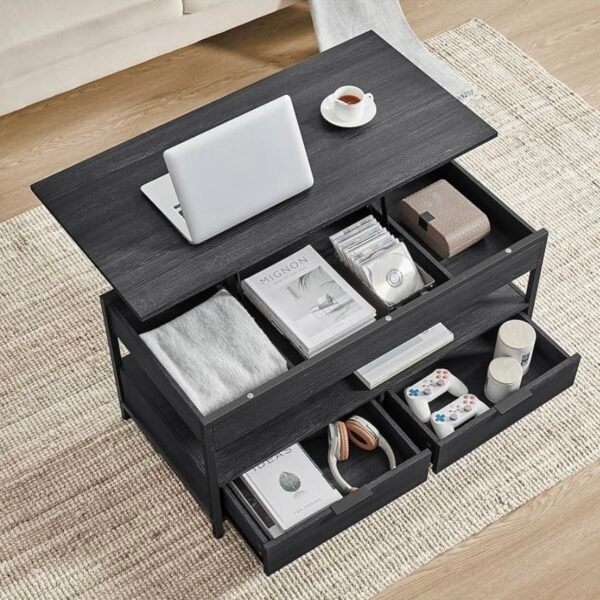 VASAGLE Table Basse, Table de Salon avec Plateau Relevable, Tiroirs de Rangement...