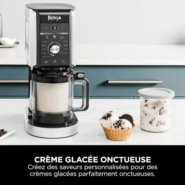 Ninja CREAMi Deluxe Sorbetière machine à desserts glacés 3 bacs, 10 fonctions,crème glacée...