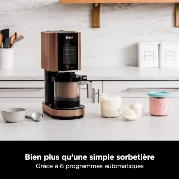 Ninja CREAMi Sorbetière & Fabrique à Desserts Glacés 3 Pots, 7 Programmes, Crème glacée...