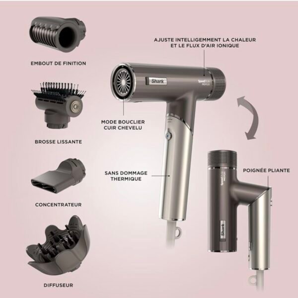 Shark sèche-cheveux SpeedStyle Pro FLEX ultra-performant et ultra-rapide