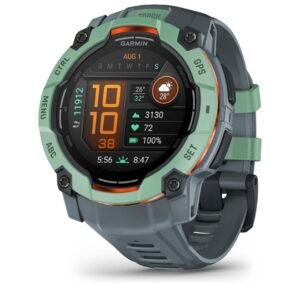 Garmin Instinct 3, AMOLED - Montre GPS Robuste et connectée – Vert d'eau avec Bracelet Vert d'eau – Boîtier 45 mm