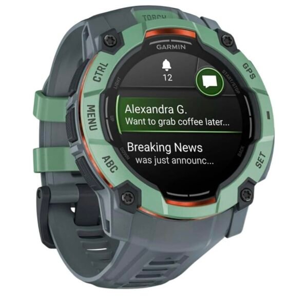 Garmin Instinct 3, AMOLED - Montre GPS Robuste et connectée – Vert d'eau avec Bracelet Vert d'eau – Boîtier 45 mm