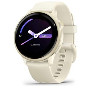 Garmin vívoactive 6 - Montre connectée avec GPS Forme & santé avec écran Ultra-Lumineux - Lunar Gold avec boîtier Ivoire