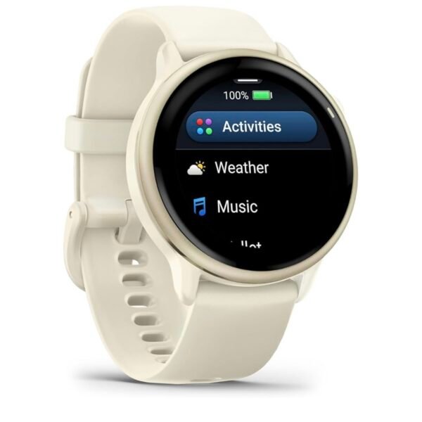 Garmin vívoactive 6 - Montre connectée avec GPS Forme & santé avec écran Ultra-Lumineux - Lunar Gold avec boîtier Ivoire