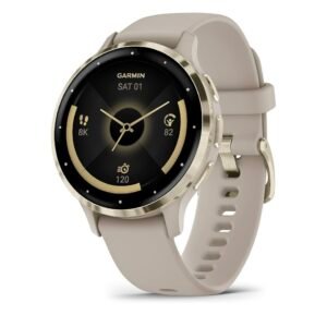 Garmin Venu 3S - Montre connectée GPS Sport et santé - Soft Gold avec Bracelet Lin, 41
