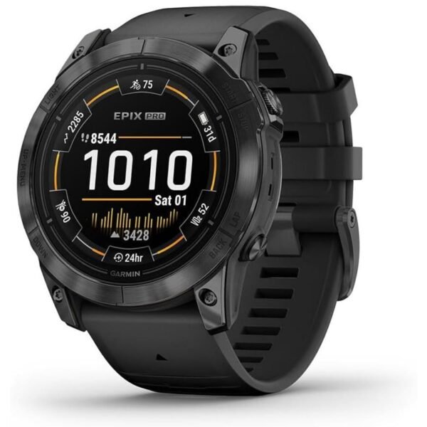 Garmin Epix Pro - Montre GPS Multisports connectée avec écran Amoled – Gray avec Bracelet Noir – Boîtier 51 mm [Classe énergétique A+]