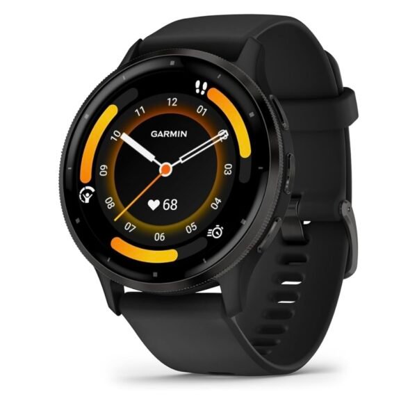 Garmin Venu 3 - Montre connectée GPS Sport et santé - Gray avec Bracelet Noir, 45