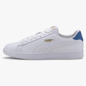 PUMA Mixte Smash V2 L Baskets Puma White Palace Blue Puma Team Gold