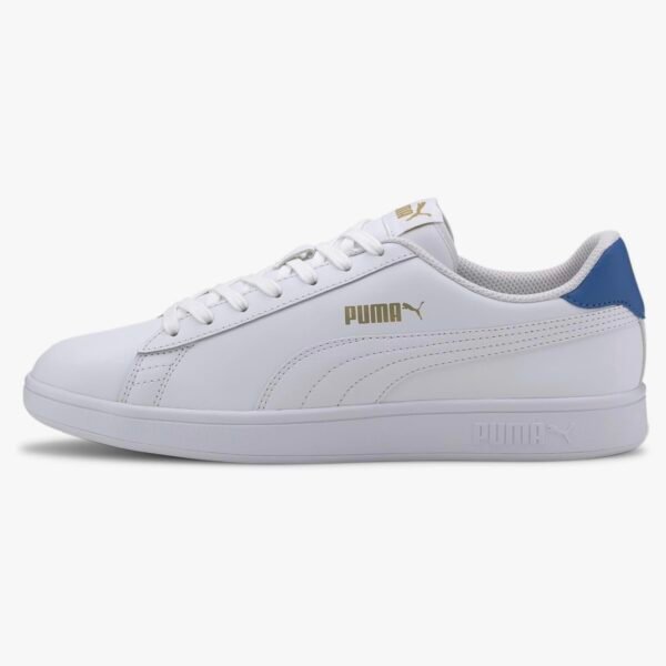PUMA Mixte Smash V2 L Baskets Puma White Palace Blue Puma Team Gold