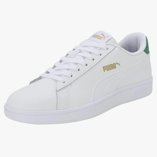 PUMA Mixte Smash V2 L Baskets Puma White Puma White Amazon Green Puma Team Gold