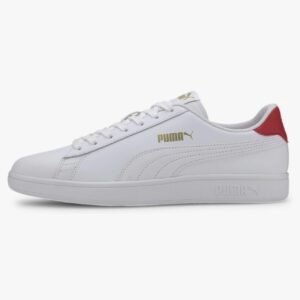 PUMA Mixte Smash V2 L Baskets Puma White High Risk Red Puma Team Gold